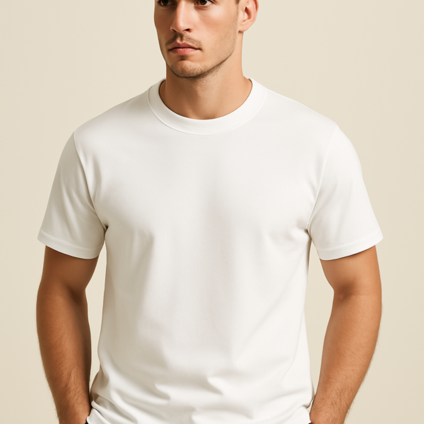 WHITE ROUND NECK T-SHIRT - Image 3
